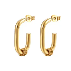Oval Welding Pin Earrings Gold MS-039