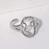 Wholesale PVD Coated Real Gold Plated Human Face Stainless Steel Fashion Waterproof Non Tarnish Open Ring