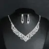 Wholesale Fashion Water Droplets Tassel Artificial Crystal Metal Inlay Rhinestones Earrings Necklace 1 Set