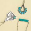 Wholesale Cross-border European and American Turquoise Accessories Cactus Water Drop Eagle Geometric Long Pendant Western Denim Vintage Necklace