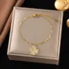 Wholesale Copper Four Leaf Clover Electroplated 18K Real Gold Plated Elegant Waterproof Non Tarnish Bracelets Earrings Necklace