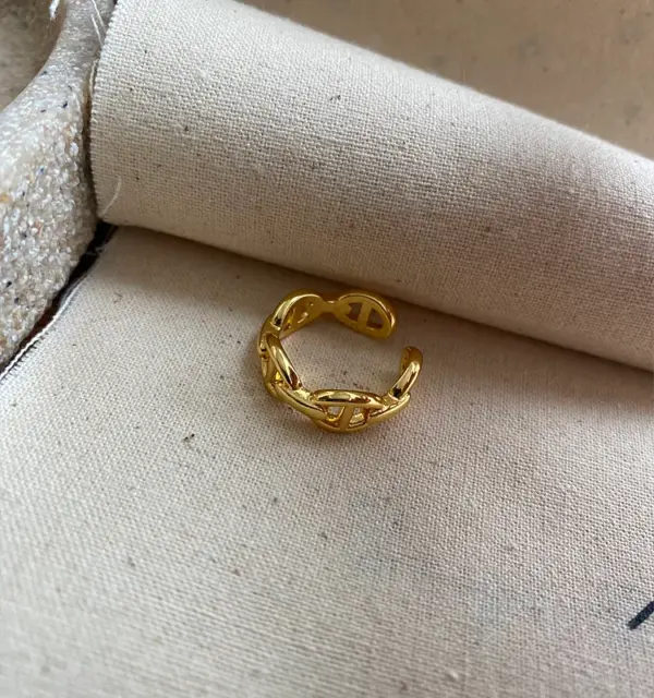 304 Stainless Steel Solid Color PVD Coated 18K Real Gold Plated Simple Style Classic Style Waterproof Non Tarnish Hollow Out Open Rings