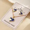 Fashion Style 304 Stainless Steel Water Plated Imitation Gold Double Heart Electroplated Jewelry Set For Women Cable Chain