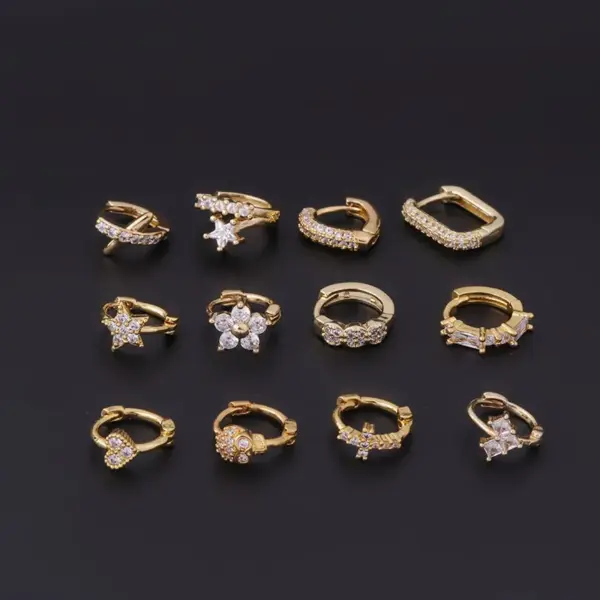 Ear Cartilage Rings & Studs Fashion Heart Copper Plating