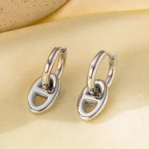 【XKE0381】Pig Nose Earrings / Steel Color