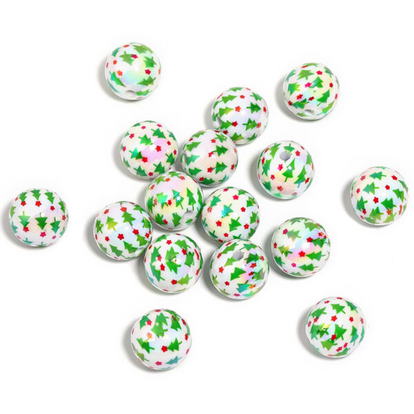 Wholesale Five-pointed star Christmas tree print DIY beads