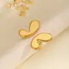 Wholesale PVD Coated Real Gold Plated Butterfly Bow Knot 304 Stainless Steel Classical Romantic Solid Color Waterproof Non Tarnish Open Rings
