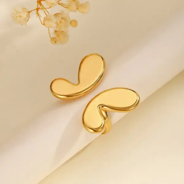 Wholesale PVD Coated Real Gold Plated Butterfly Bow Knot 304 Stainless Steel Classical Romantic Solid Color Waterproof Non Tarnish Open Rings