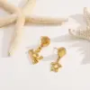 Wholesale 1 Piece Vacation Beach Starfish Shell 304 Stainless Steel Earrings