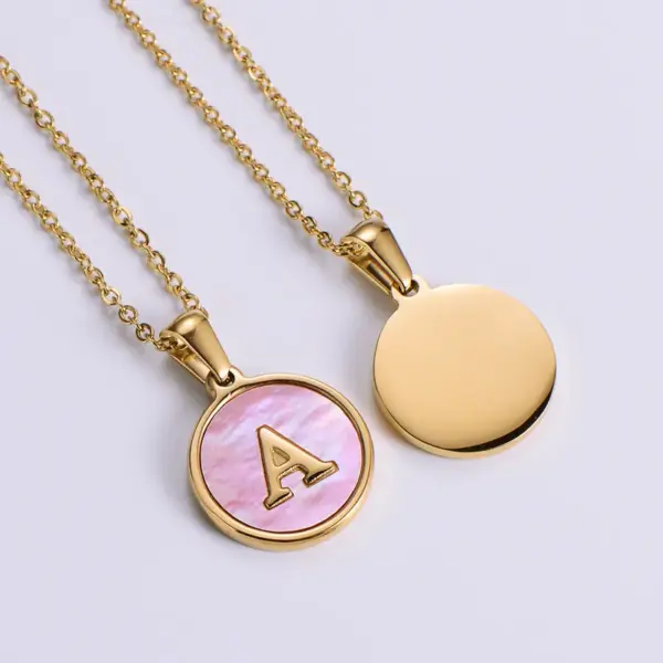 Wholesale PVD Coated 18K Gold Plated Letter 304 Stainless Steel Fashion Waterproof Non Tarnish 304 Stainless Steel Pendant Necklace