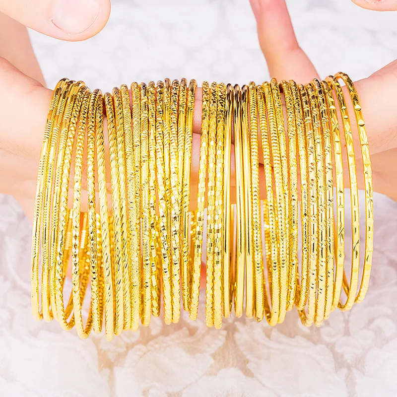 Wholesale Simple Style Geometric Copper Gold Plated Bangle 1 Piece