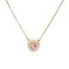 Wholesale Fashion Heart Shape Wine Glass Copper Enamel Plating Inlay Zircon Pendant Necklace 1 Piece