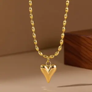 X01267-Mi Zhu Peach Heart-Necklace- Gold