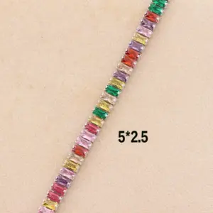 5*2.5mm Horizontal Row Colorful Crystals-White gold color