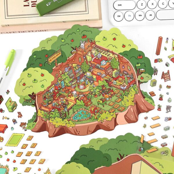 Wholesale InfeelMe miniature scene sticker my cabin second shot 2.5D oversized three-dimensional landscaping cabin