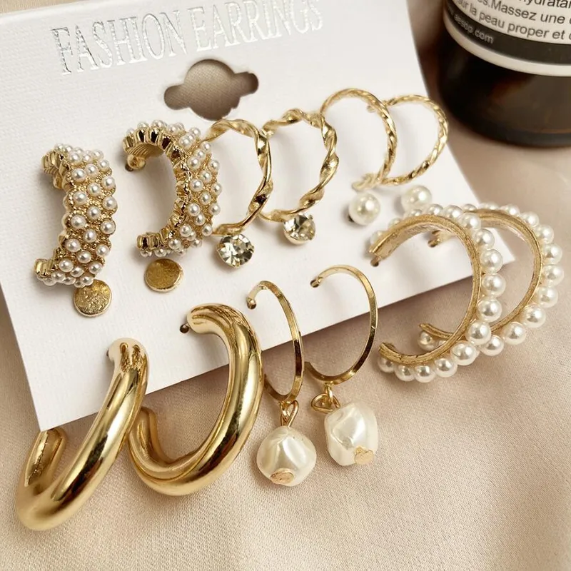 Wholesale Novelty Plating Alloy Artificial Pearls Earrings