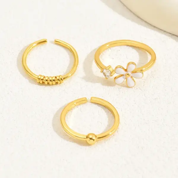 Wholesale Vacation Simple Style Flower Bow Knot Copper Enamel Plating Inlay Zircon 18k Gold Plated Women's Toe Rings