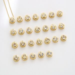 Wholesale 26 English Letters Inlaid with Zircon Pendant DIY Necklace Bracelet Pendant 18K Electroplated Letter Jewelry Accessories