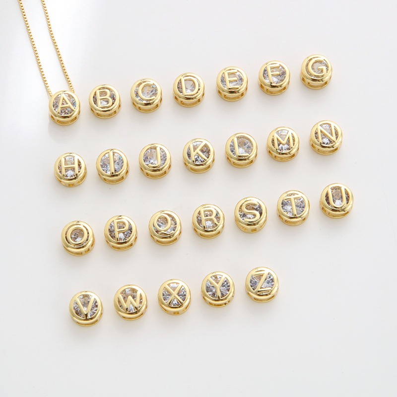 Wholesale 26 English Letters Inlaid with Zircon Pendant DIY Necklace Bracelet Pendant 18K Electroplated Letter Jewelry Aessories