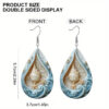 Wholesale Ocean-style double-sided water drop PU leather earrings