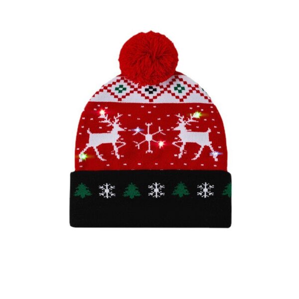 Wholesale Foreign Trade Cross-Border Hot-Selling Led Christmas Hats, Luminous Christmas Decoration Woolen Hats, Lanterns, Party Knitted Hats