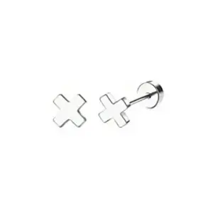 Silver / One Size / Cross Stud Earrings