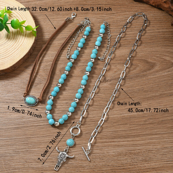 Wholesale Necklace Western Style Cactus Cattle Head Hat Turquoise Flannel Neck Chain