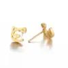 Wholesale PVD Coated 18K Gold Real Gold Plated Cat 304 Stainless Steel Cute Waterproof Non Tarnish Ear Studs