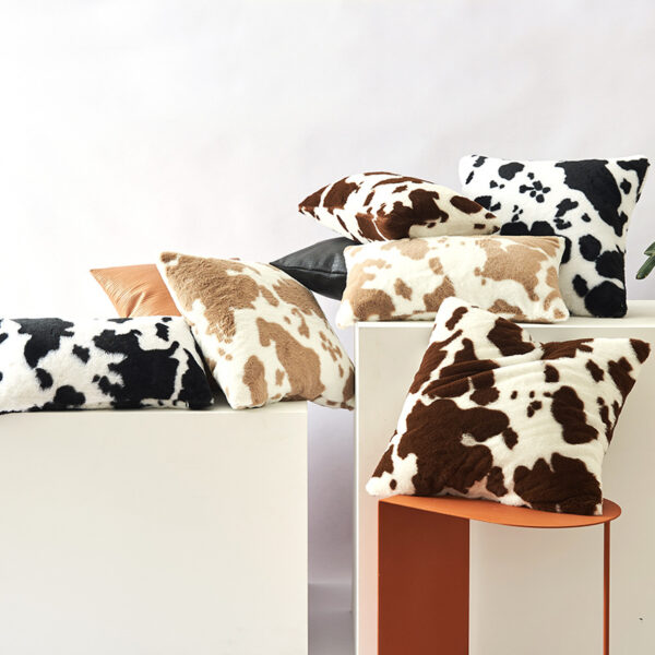 Wholesale new cow flower plush design double-sided pillow cover a generation of hair home sofa cushion cover without core