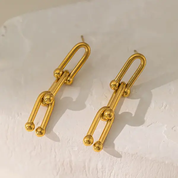 Wholesale PVD Coated Real Gold Plated U Shape 304 Stainless Steel Simple Style Waterproof Non Tarnish Bracelets Earrings Necklace