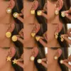 Wholesale 304 Stainless Steel Pentagram Heart Shape PVD Coated Real Gold Plated Casual Vacation Simple Style Waterproof Non Tarnish Ear Studs