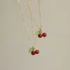 Wholesale Jewelry Retro Cherry 304 Stainless Steel Resin 18K Gold Plated Plating Stainless Steel Necklaces