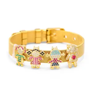 Wholesale TK Explosive Stainless Steel Strap Bracelet DIY Accessories Happy Boys Girls Exquisite Zircon Bracelet Accessories