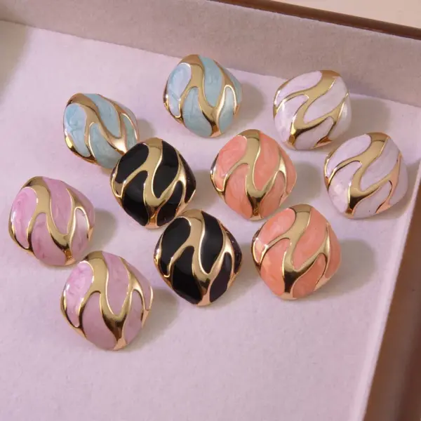 304 Stainless Steel Plastic Geometric Electroplating Imitation Gold Simple Style Commute Ear Studs