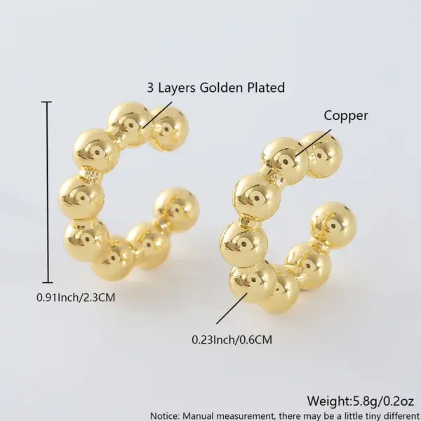 Wholesale 1 Pair Simple Style Solid Color Cool Style C Shape Copper 18K Gold Plated Gold Plated Ear Cuffs
