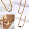 Wholesale Jewelry Fashion Rectangle 201 Stainless Steel Zircon 18K Gold Plated Plating Stainless Steel Necklaces