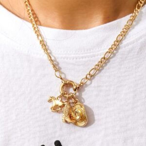Wholesale European and American Cross-border Jewelry Fashion Boots Cowboy Hat Necklace Personality All-match Hip-hop Horse Western Style Necklace