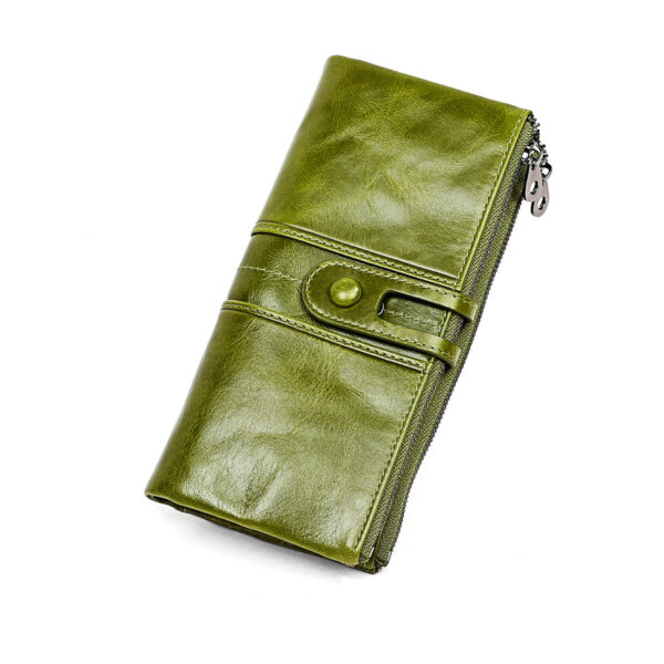 Wholesale Genuine leather tri-fold multifunctional long coin purse