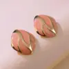 304 Stainless Steel Plastic Geometric Electroplating Imitation Gold Simple Style Commute Ear Studs
