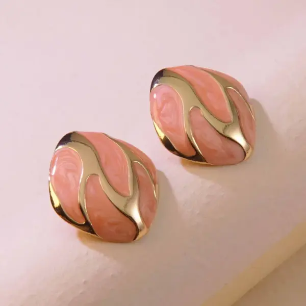 304 Stainless Steel Plastic Geometric Electroplating Imitation Gold Simple Style Commute Ear Studs