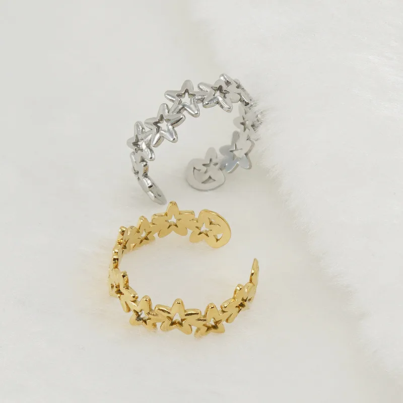 Wholesale Simple Style Star Titanium Steel Open Ring Plating Stainless Steel Rings