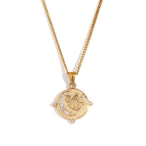 Side chain round sticky diamond tarot card-gold-bird