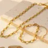 Wholesale Ion Plating (IP) 18K Gold Plated Solid Color 304 Stainless Steel Hip-Hop Streetwear Cool Style Waterproof Non Tarnish Jewelry Set