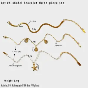 Main Picture Snake Chain Starfish Shell Three-Piece Set / Average Size