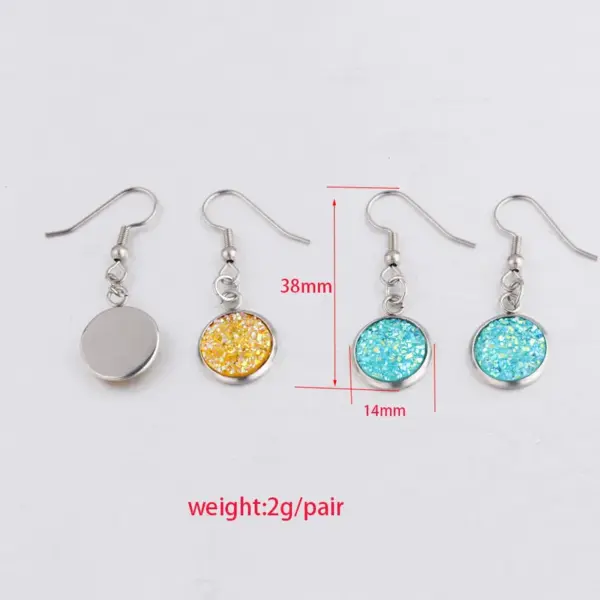 Wholesale Electroplating Golden Plated Round Stainless Steel Resin Simple Style Drop Earrings
