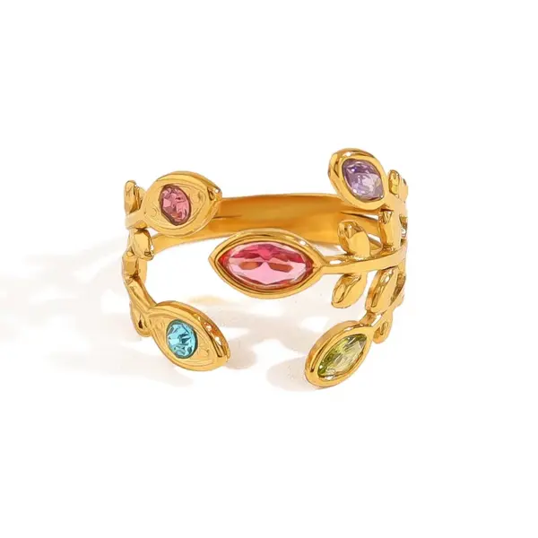 Wholesale PVD Coated 18K Gold Real Gold Plated Geometric 304 Stainless Steel Vacation French Style IG Style Waterproof Non Tarnish Open Rings