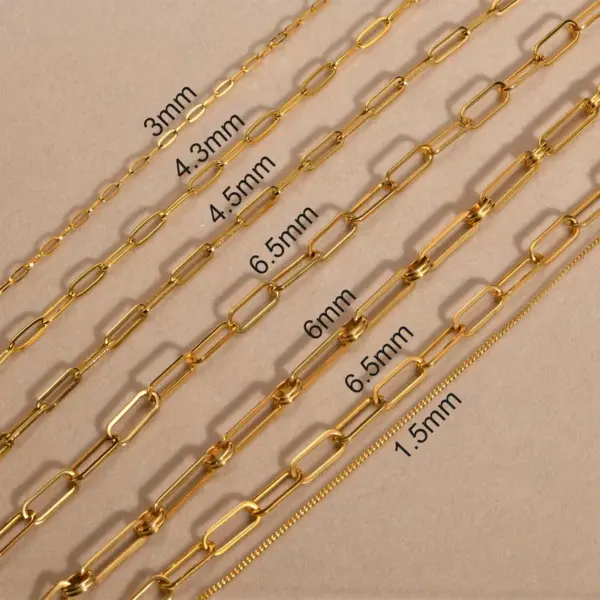 Wholesale PVD Coated Real Gold Plated 18K Gold Solid Color 201 Stainless Steel Simple Style Waterproof Non Tarnish 201 Stainless Steel Necklace