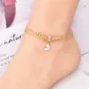 1 Piece Heart Shape Stainless Steel Waterproof Non Tarnish Shell PVD Coated Real Gold Plated Women'S Anklet