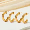 PVD Coated Real Gold Plated 16K Gold White Gold Plated Gold Plating C Shape 304 Stainless Steel Classic Style Waterproof Non Tarnish Earrings