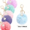Wholesale 6PCS cross-border explosions Rex Rabbit imitation rabbit fur ball pendant artificial fur ball key chain pendant luggage hanging accessories